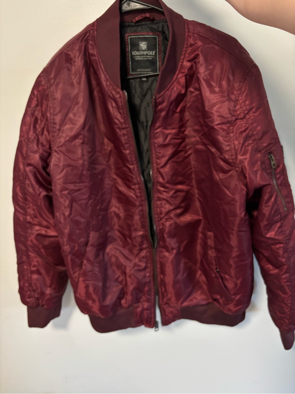 South Pole Men's Maroon Bomber Jacket